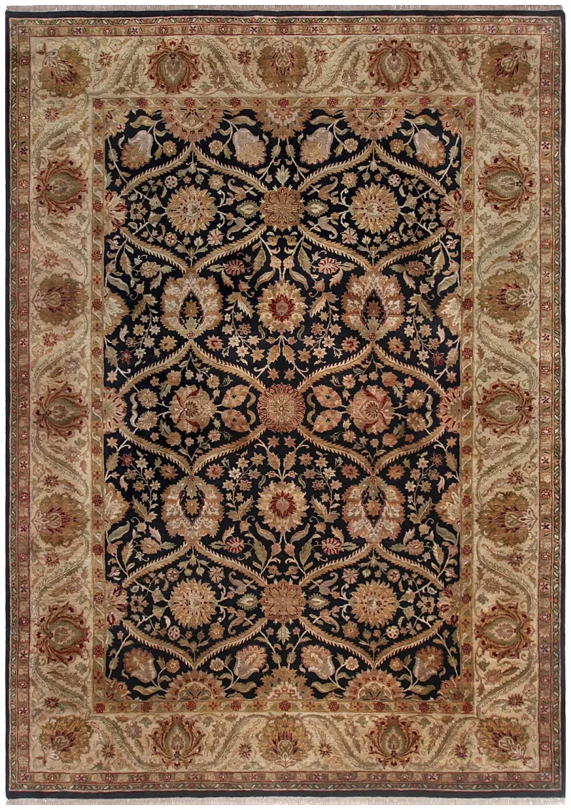 Indian Wool Agra Black/Gold  -  10'  x  14' 