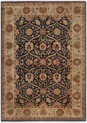 Indian Wool Agra Black/Gold - 10' x 14'