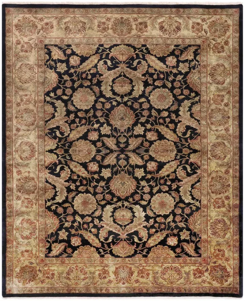 Indian Wool Agra Black/Gold  -  9' 3'' x  12' 2''
