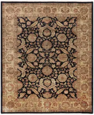 Indian Wool Agra Black/Gold - 9' 3'' x 12' 2''