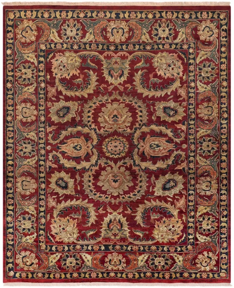 Indian Wool Agra Burgundy/Green  -  9' 2'' x  11' 9''