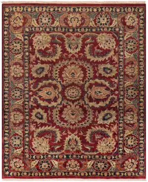 Indian Wool Agra Burgundy/Green - 9' 2'' x 11' 9''
