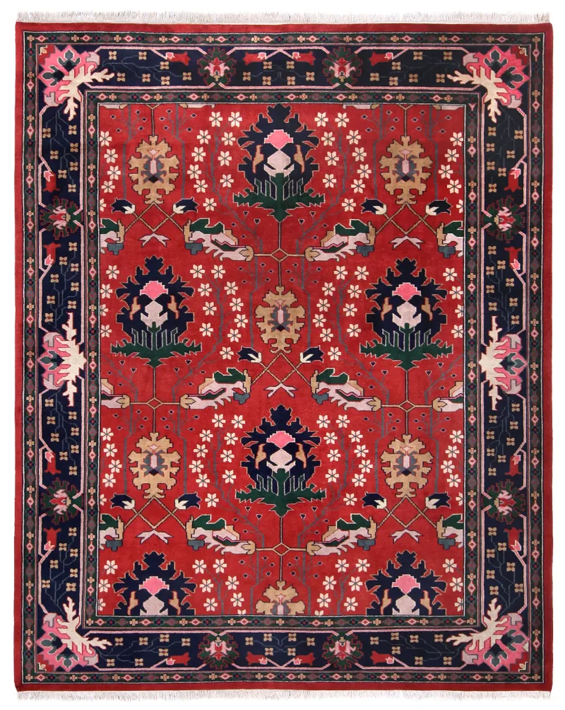 Indian Wool Arts and Craft Navy  -  8'  x  10' 