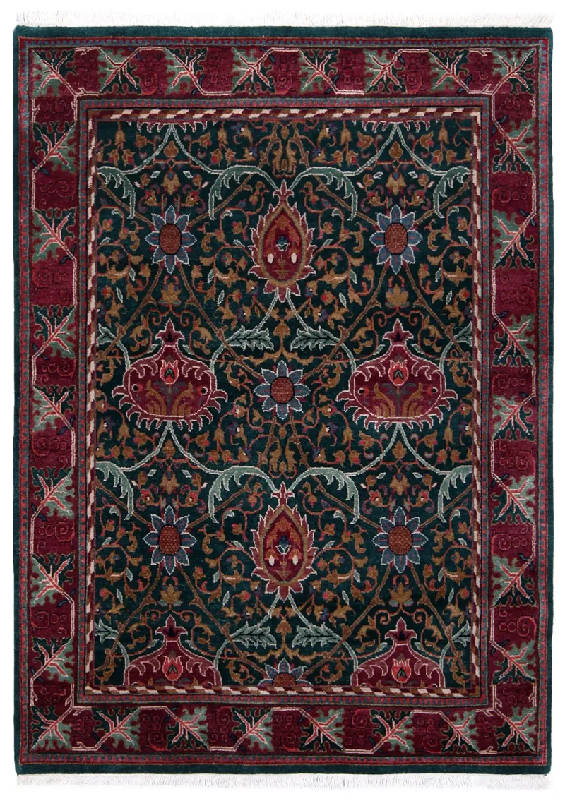 Indian Wool Arts and Crafts Teal  -  5' 3'' x  7' 3''