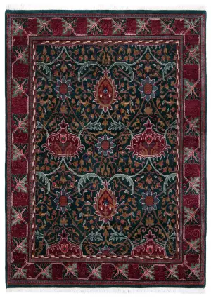 Indian Wool Arts and Crafts Teal - 5' 3'' x 7' 3''