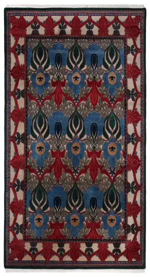 Indian Wool Arts and Crafts Blue - 7' 11'' x 10' 2''