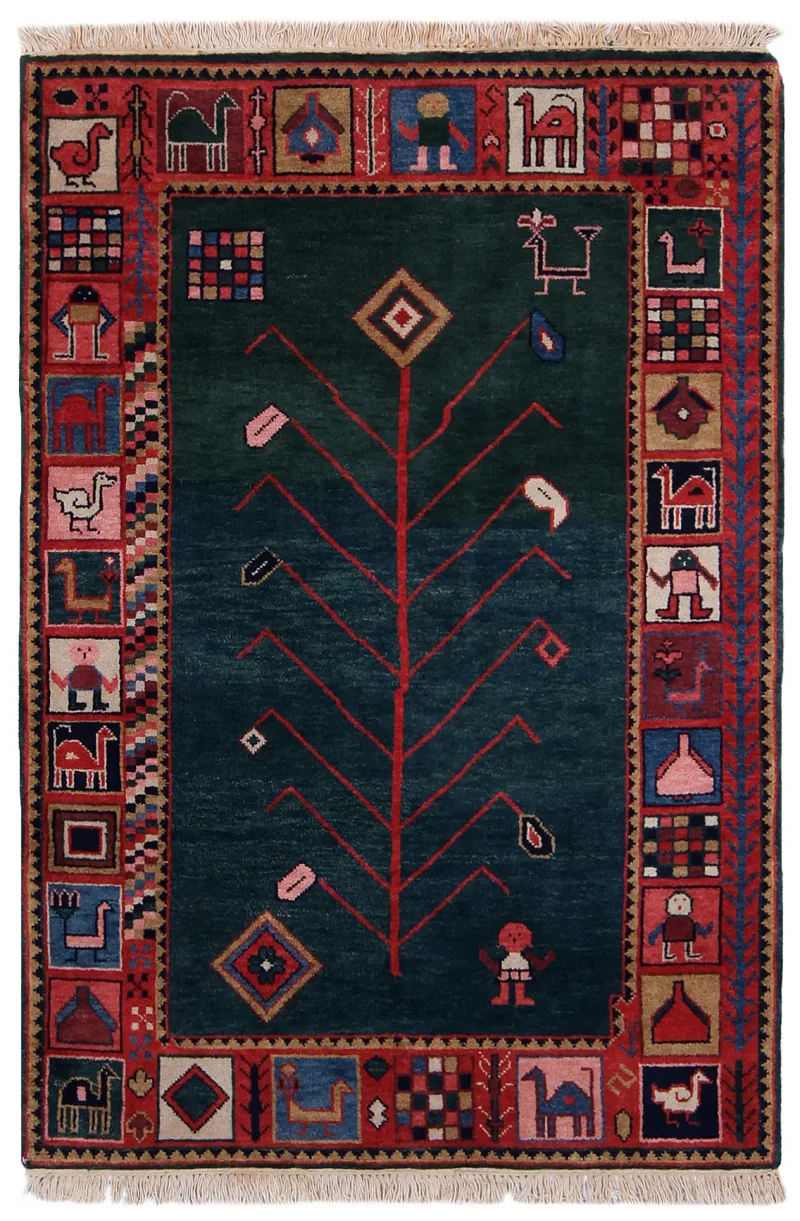 Indian Wool Gabbeh Green  -  4'  x  5' 11''