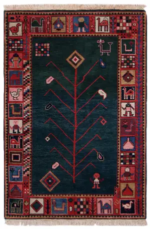 Indian Wool Gabbeh Green - 4' x 5' 11''