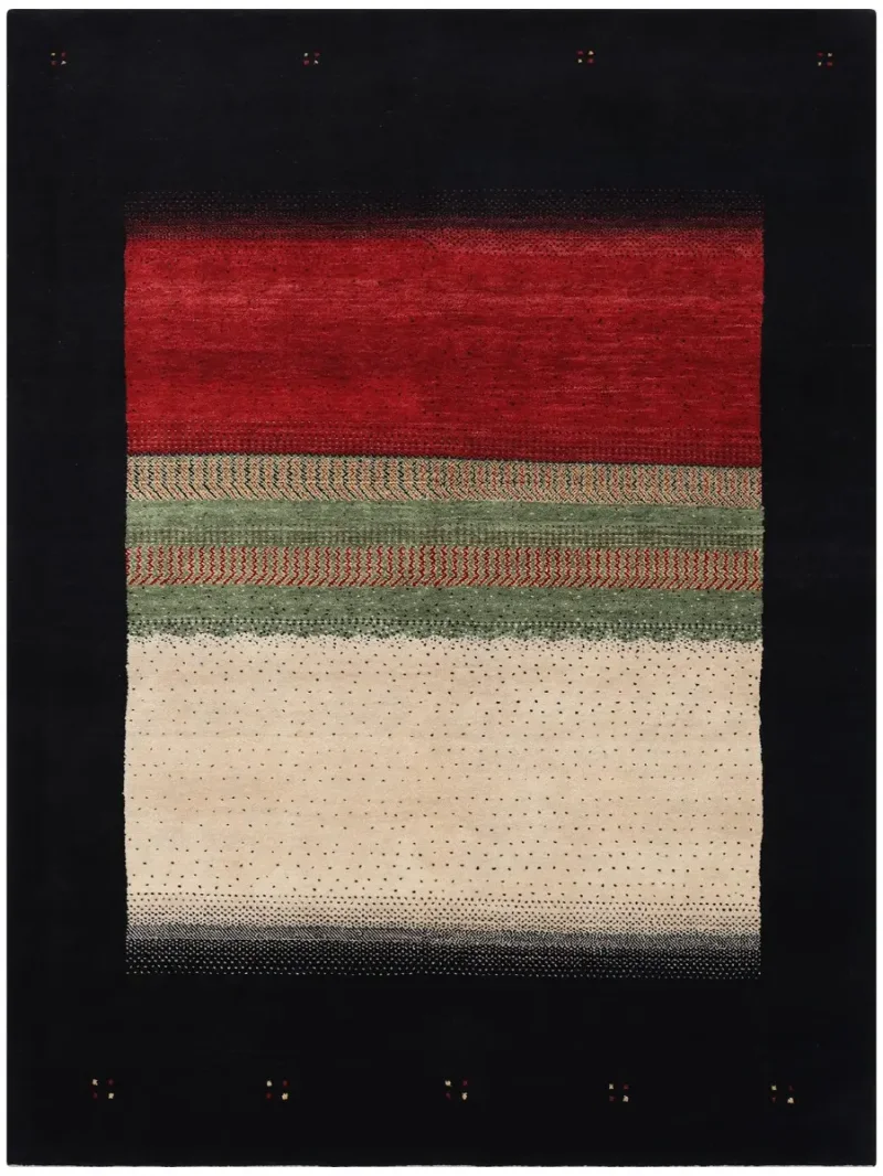 Indian Wool Gabbeh Multi/Black  -  5'  x  7' 