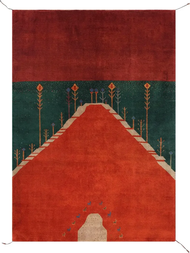 Indian Wool Gabbeh Red/Green  -  5' 7'' x  7' 8''