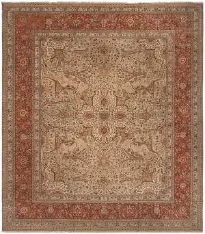 Indian Wool Hadji Jalili Tabriz Beige/Rust - 12' 5'' x 14' 1''