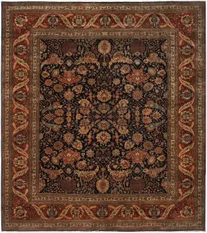 Indian Wool Hadji Jalili Tabriz Black/Rust - 12' 8'' x 14' 9''