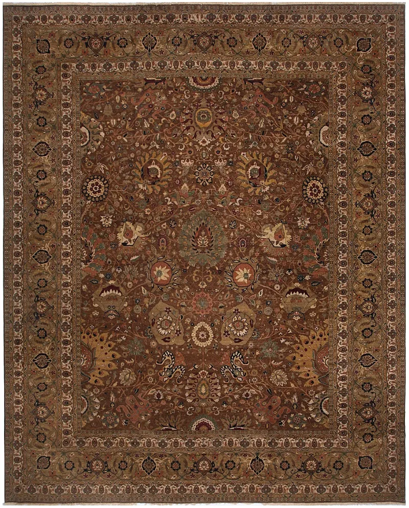Indian Wool Hadji Jalili Tabriz Brown  -  12' 5'' x  15' 2''