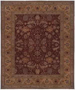 Indian Wool Hadji Jalili Tabriz Burgundy - 12' 6'' x 14' 1''