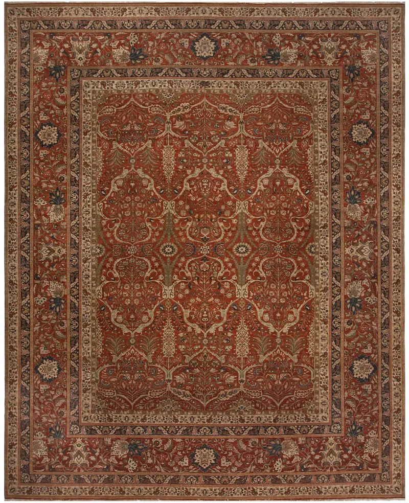 Indian Wool Hadji Jalili Tabriz Rust  -  11' 10'' x  14' 6''