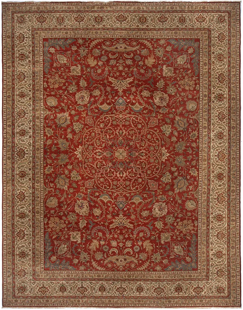 Indian Wool Hadji Jalili Tabriz Rust/Ivory  -  11' 11'' x  15' 3''