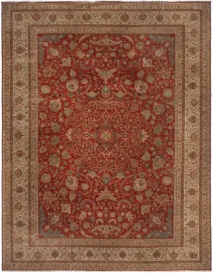 Indian Wool Hadji Jalili Tabriz Rust/Ivory - 11' 11'' x 15' 3''