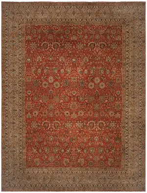 Indian Wool Hadji Jalili Tabriz Rust/Gold - 12' 1'' x 16' 1''