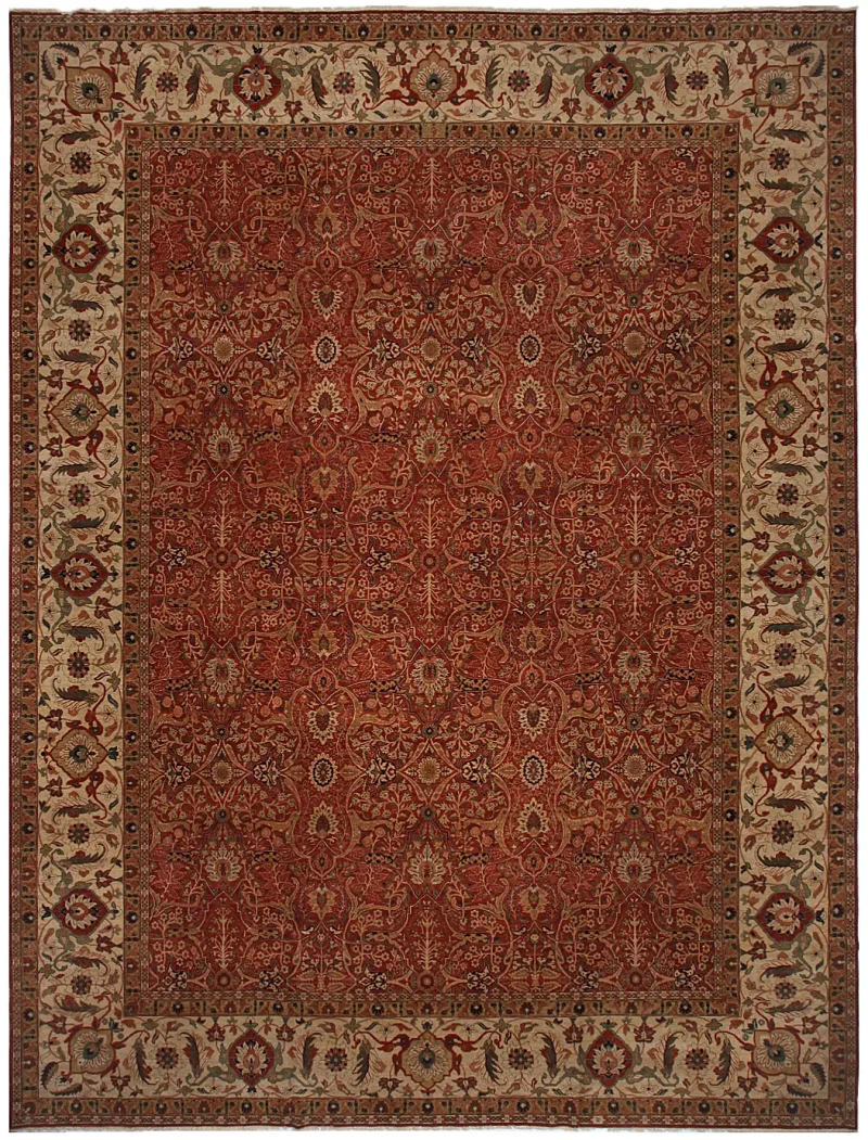 Indian Wool Hadji Jalili Tabriz Rust/Camel  -  12' 1'' x  17' 1''