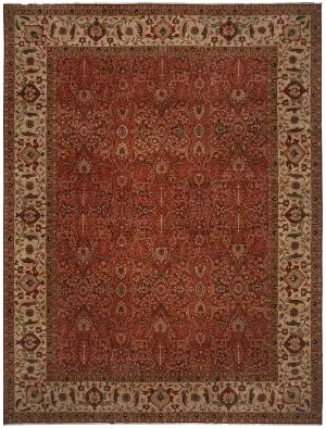 Indian Wool Hadji Jalili Tabriz Rust/Camel - 12' 1'' x 17' 1''