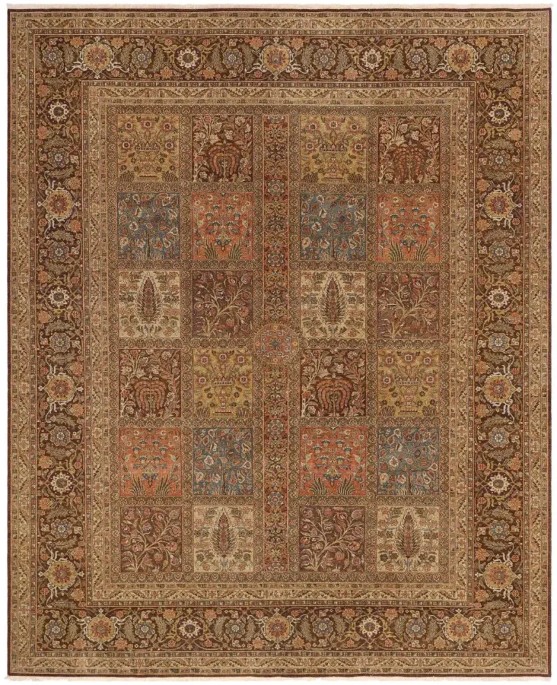 Indian Wool Hadji Jalili Tabriz Brown/Multi  -  9' 8'' x  11' 10''