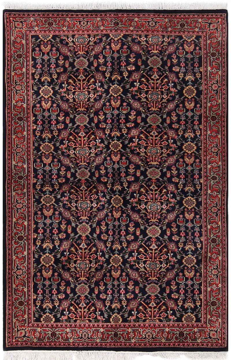 Indian Wool Herati Navy  -  4' 2'' x  6' 2''