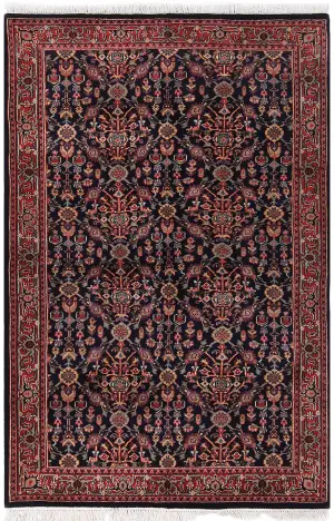 Indian Wool Herati Navy - 4' 2'' x 6' 2''
