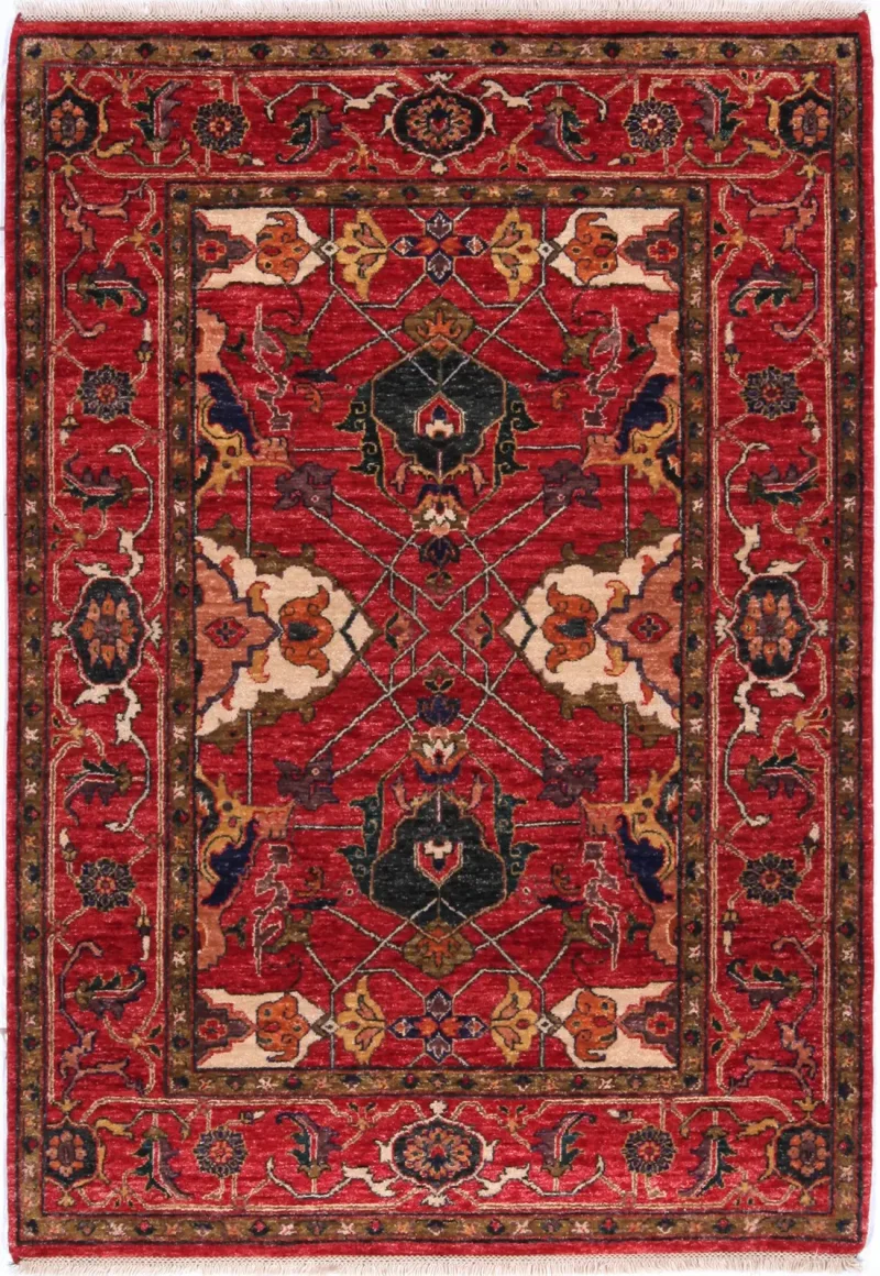 Indian Wool Heriz Red  -  4' 3'' x  6' 1''