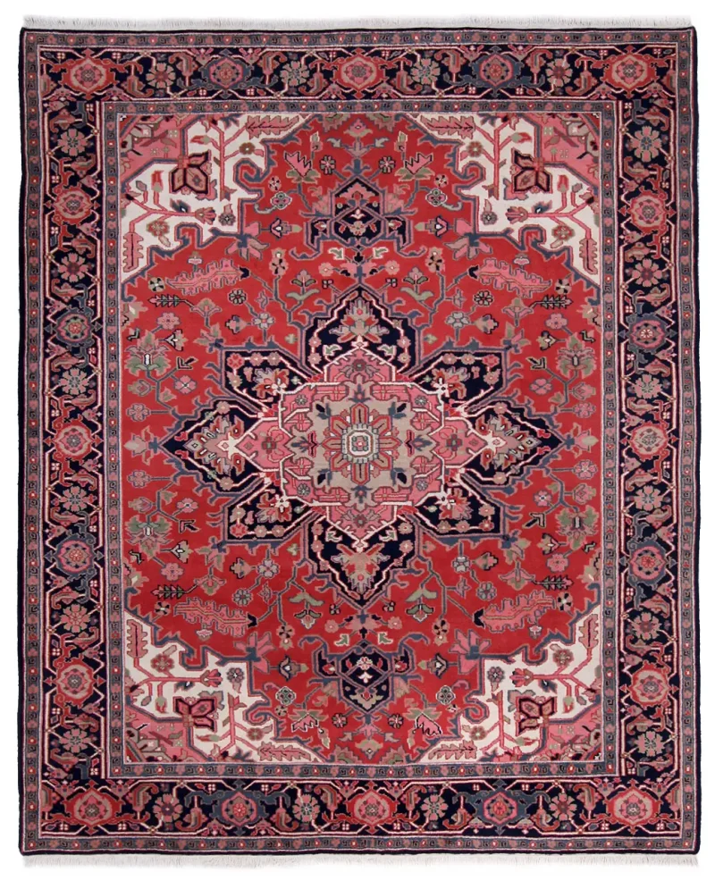 Indian Wool Heriz Navy  -  8'  x  10' 