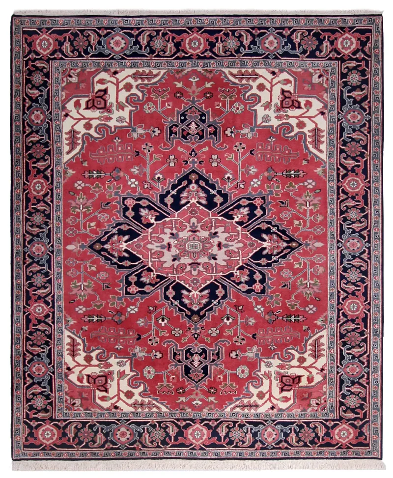 Indian Wool Heriz Navy  -  8' 2'' x  10' 1''