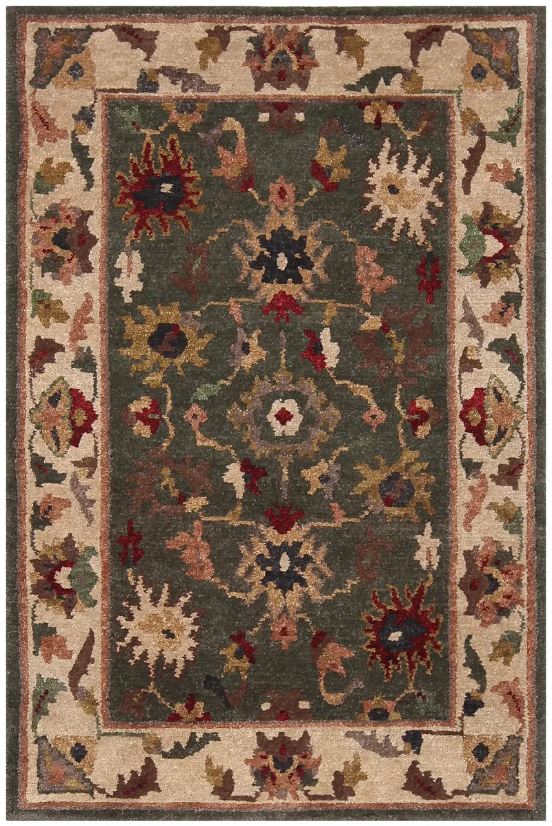Indian Wool Indo Tibetan Green  -  3' 9'' x  5' 9''