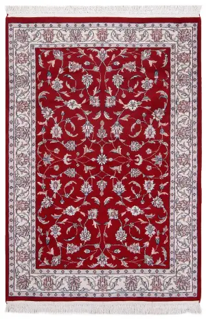 Indian Wool Kashan Ivory - 4' x 5' 10''