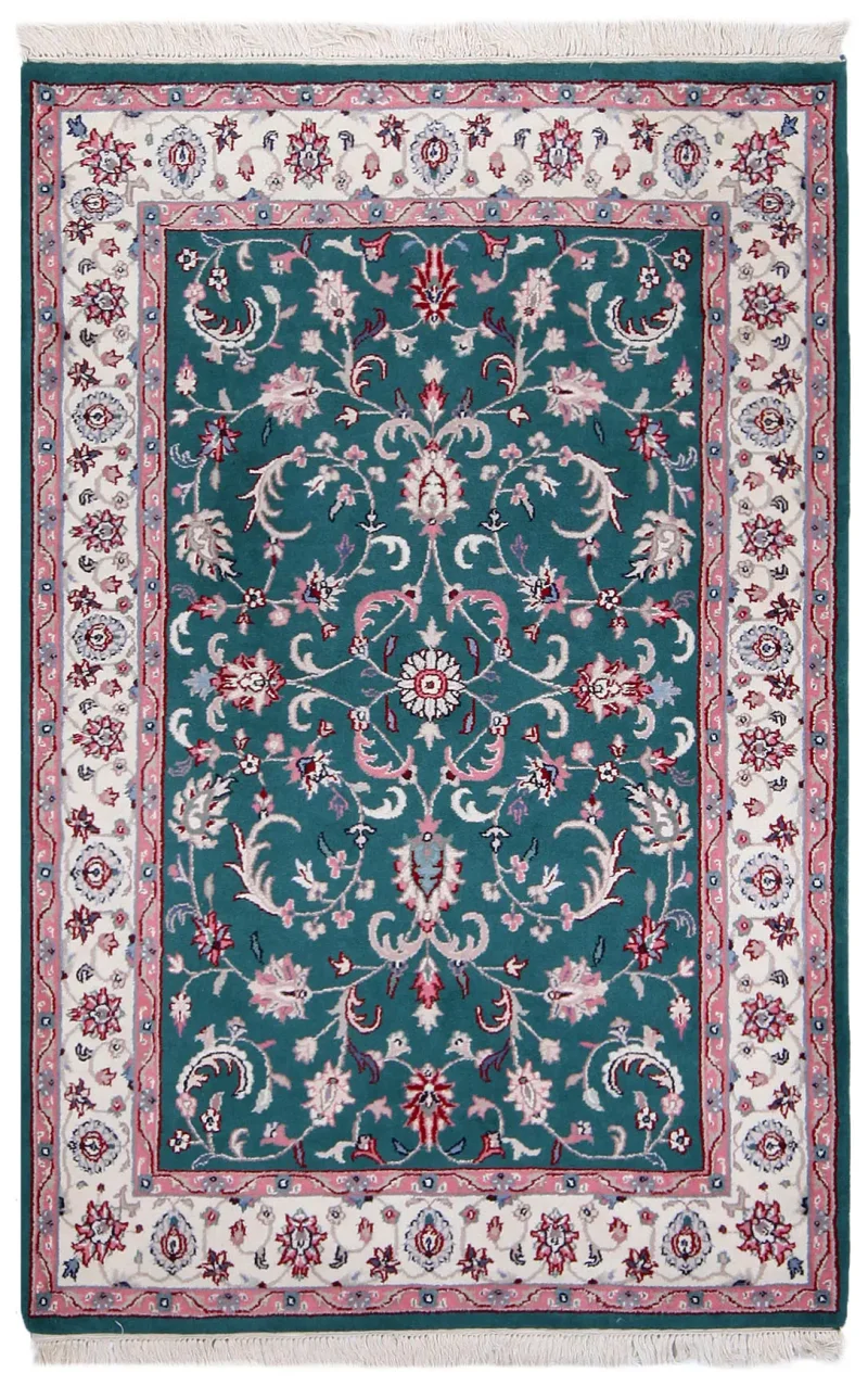 Indian Wool Kashan Ivory  -  4' 1'' x  6' 1''