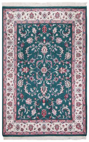 Indian Wool Kashan Ivory - 4' 1'' x 6' 1''
