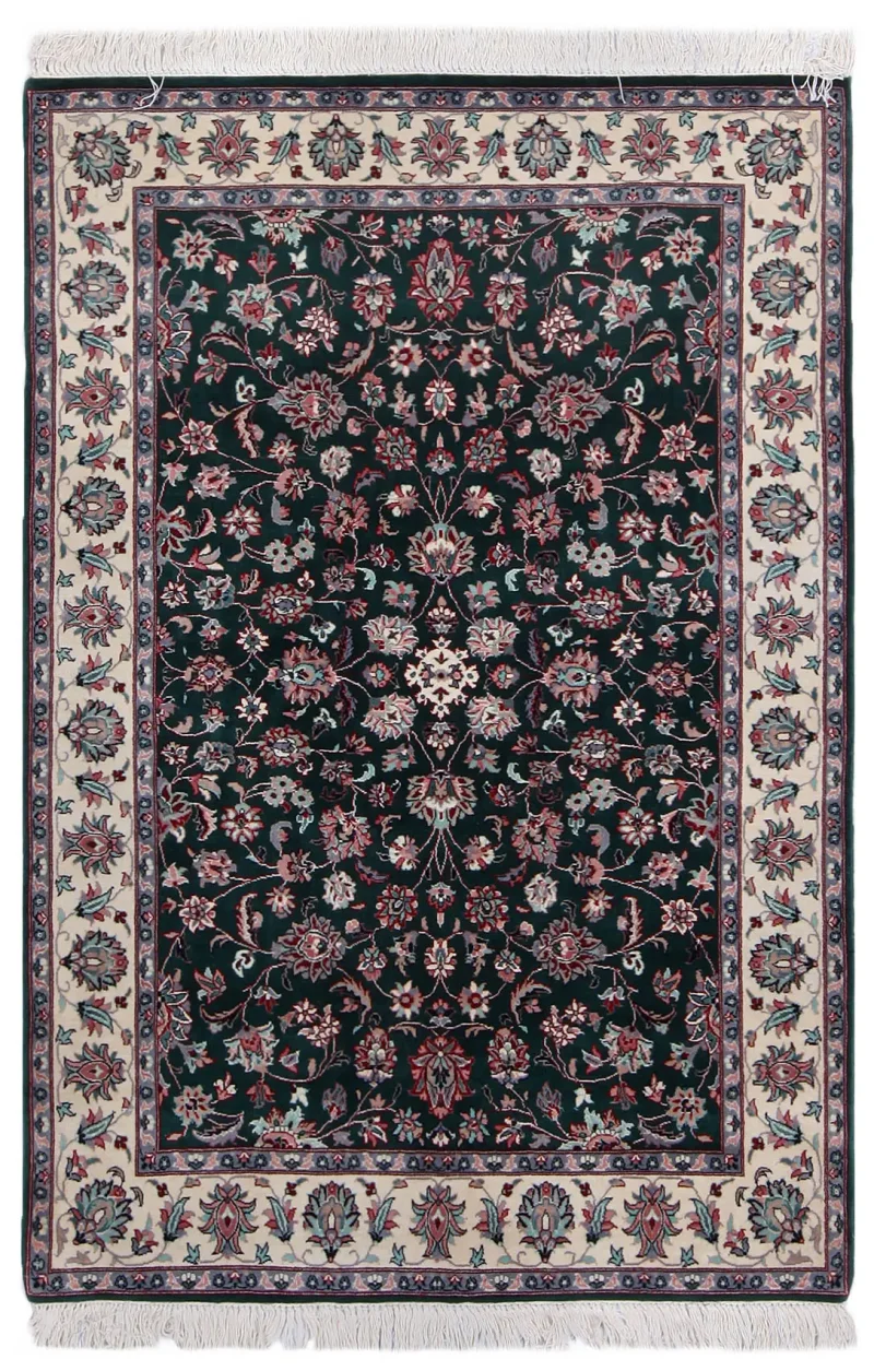 Indian Wool Kashan Ivory  -  4' 1'' x  6' 1''