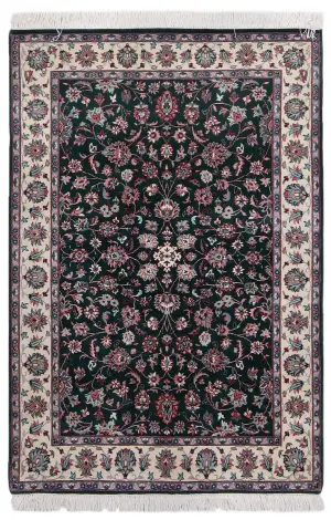 Indian Wool Kashan Ivory - 4' 1'' x 6' 1''