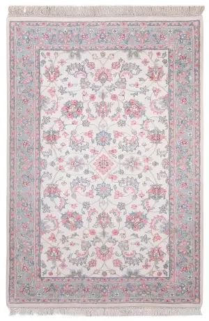 Indian Wool Kashan Light Blue - 4' x 6' 3''