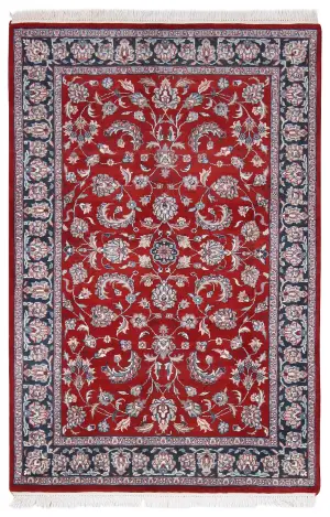 Indian Wool Kashan Teal - 4' x 6' 1''