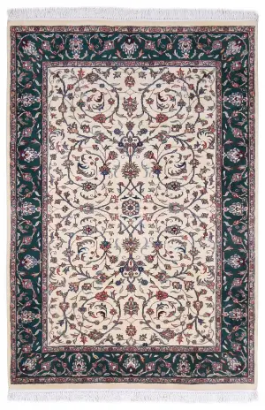 Indian Wool Kashan Teal - 4' x 5' 10''