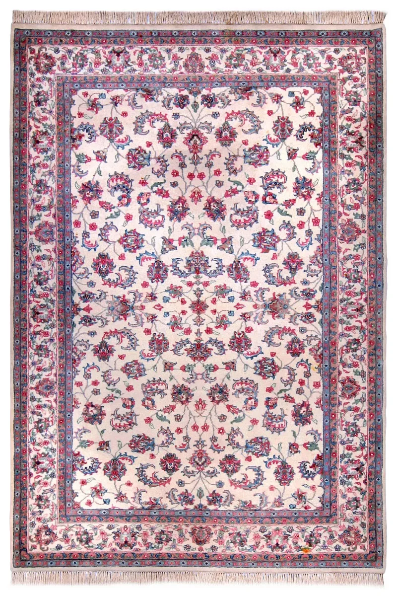 Indian Wool Kashan Ivory  -  6'  x  9' 