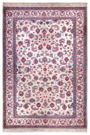 Indian Wool Kashan Ivory - 6' x 9'