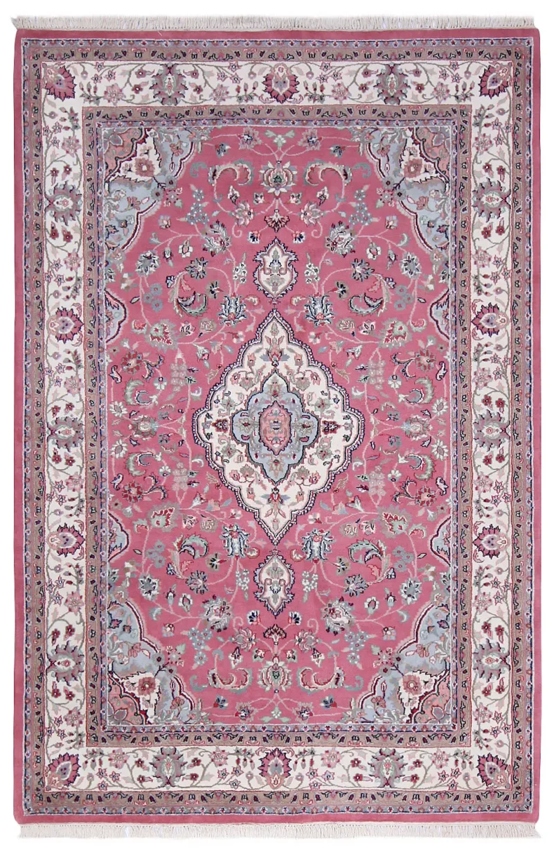 Indian Wool Kashan Ivory  -  6' 1'' x  9' 