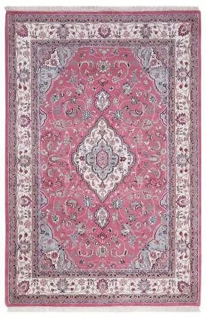 Indian Wool Kashan Ivory - 6' 1'' x 9'