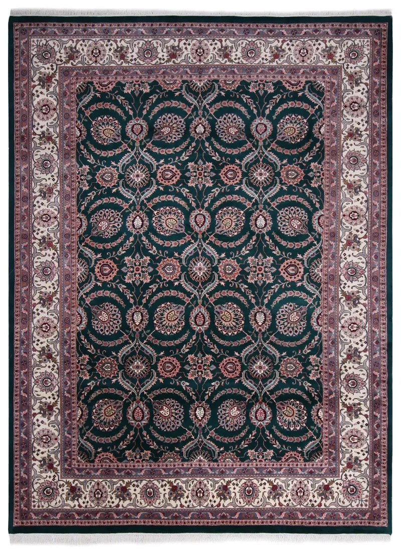 Indian Wool Kashan Ivory  -  9'  x  12' 