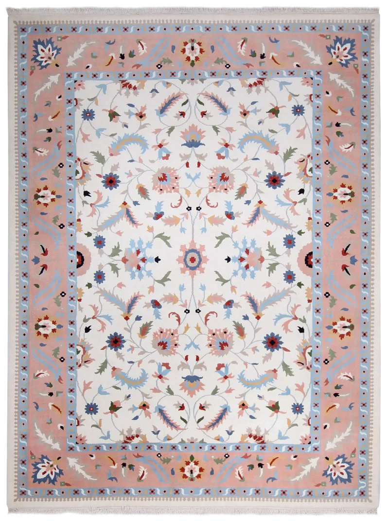 Indian Wool Kashan Ivory  -  9'  x  12' 