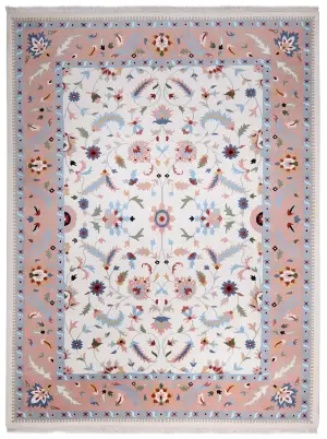 Indian Wool Kashan Ivory - 9' x 12'