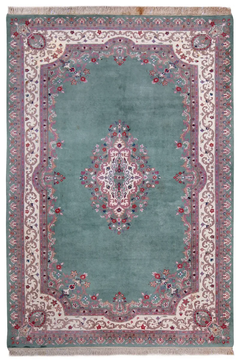 Indian Wool Kerman Ivory  -  6'  x  9' 