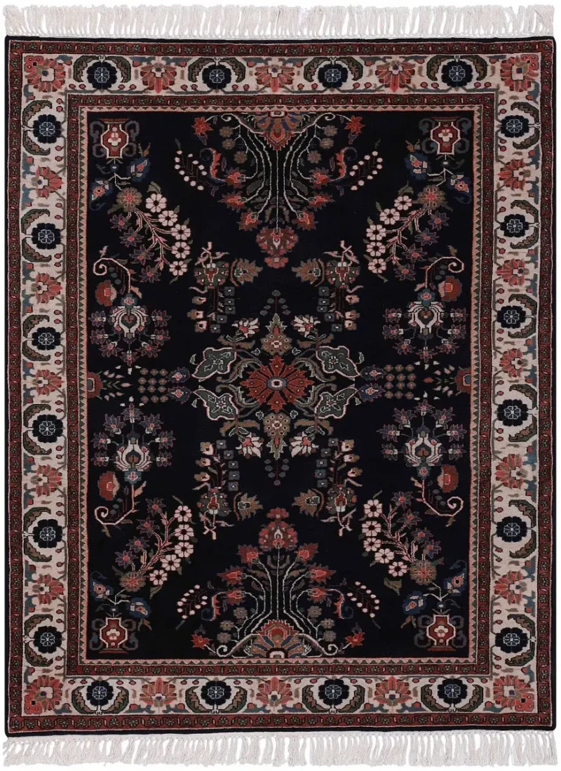 Indian Wool Lilihan Dark Navy/Ivory  -  5' 1'' x  7' 1''