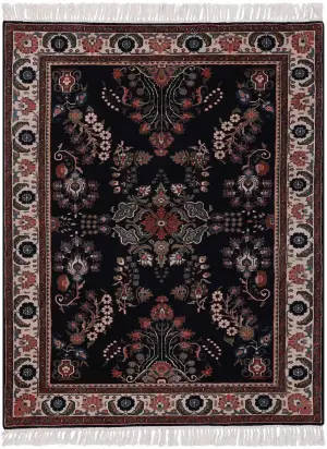Indian Wool Lilihan Dark Navy/Ivory - 5' 1'' x 7' 1''