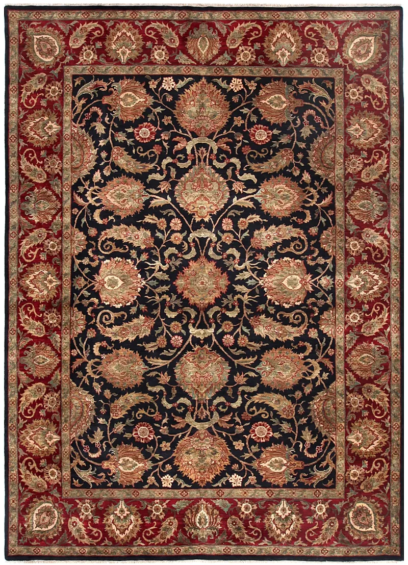 Indian Wool Mahal Black/Red  -  10' 2'' x  14' 1''